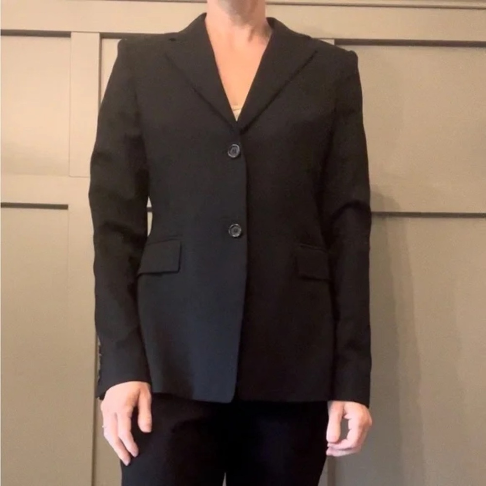 J. Crew 100% Wool 2 Button Front Blazer Jacket Black Size 6